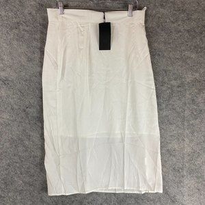 FHQ Skirt Large Women's Long NWD White Polyester Adults L